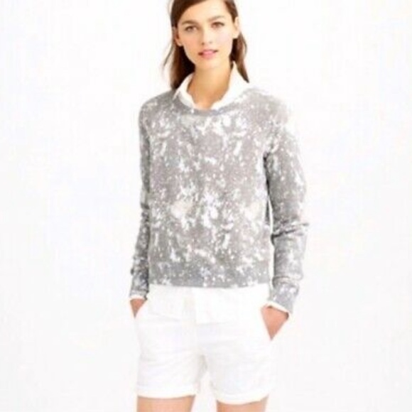 J Crew Grey Paint Splatter Crew Neck Pullover Sweater Sweatshirt Long - Picture 9 of 9